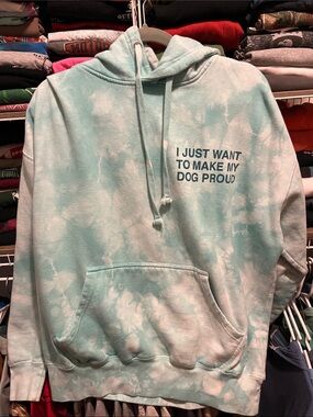 Tie-Dye Mint Dog Lover Hoodie with Statement Text